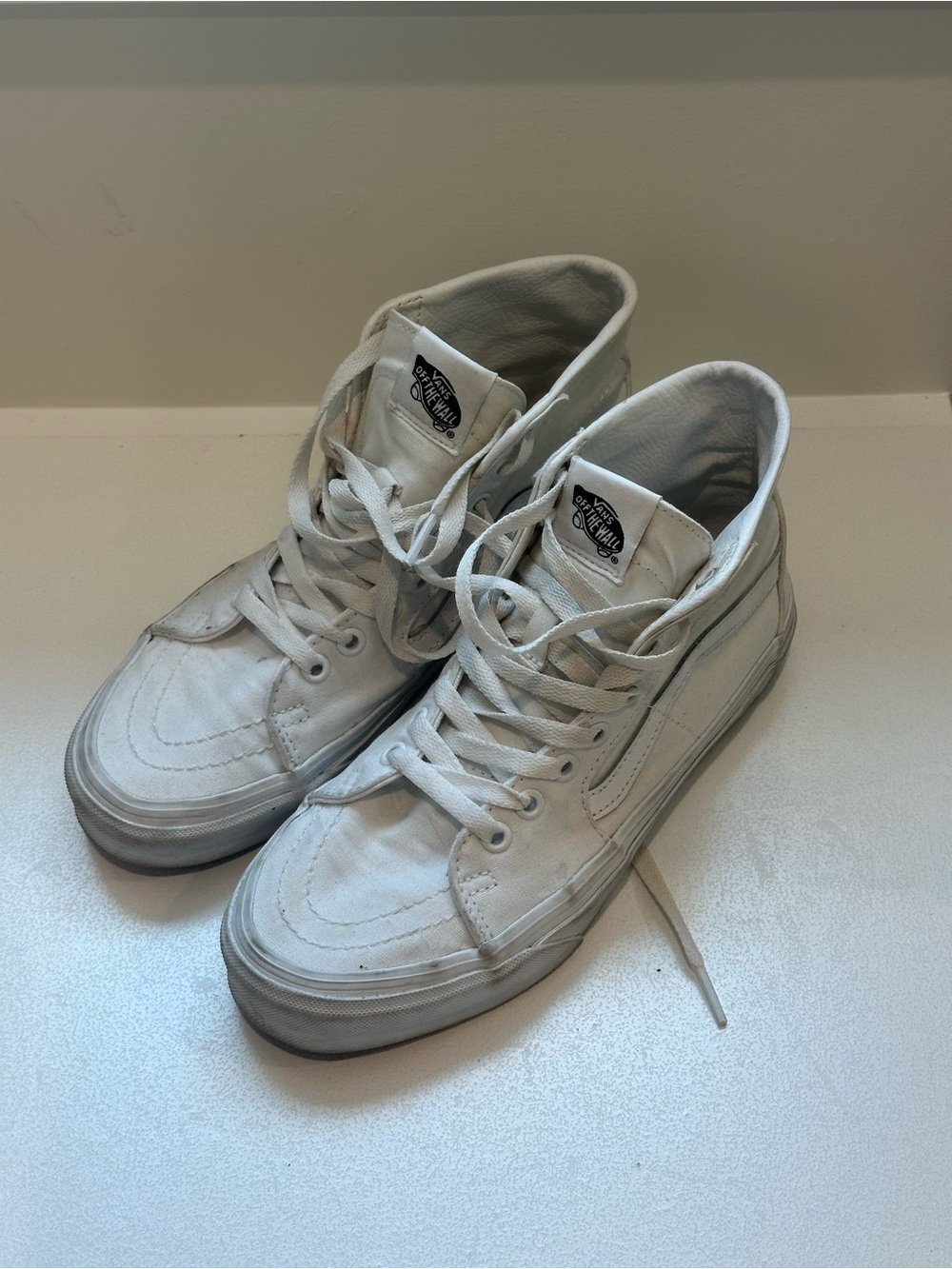 Vans White Sk8-Hi High-Top Sneakers